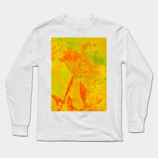 Neon Yellow Orange Cow Parsley Long Sleeve T-Shirt